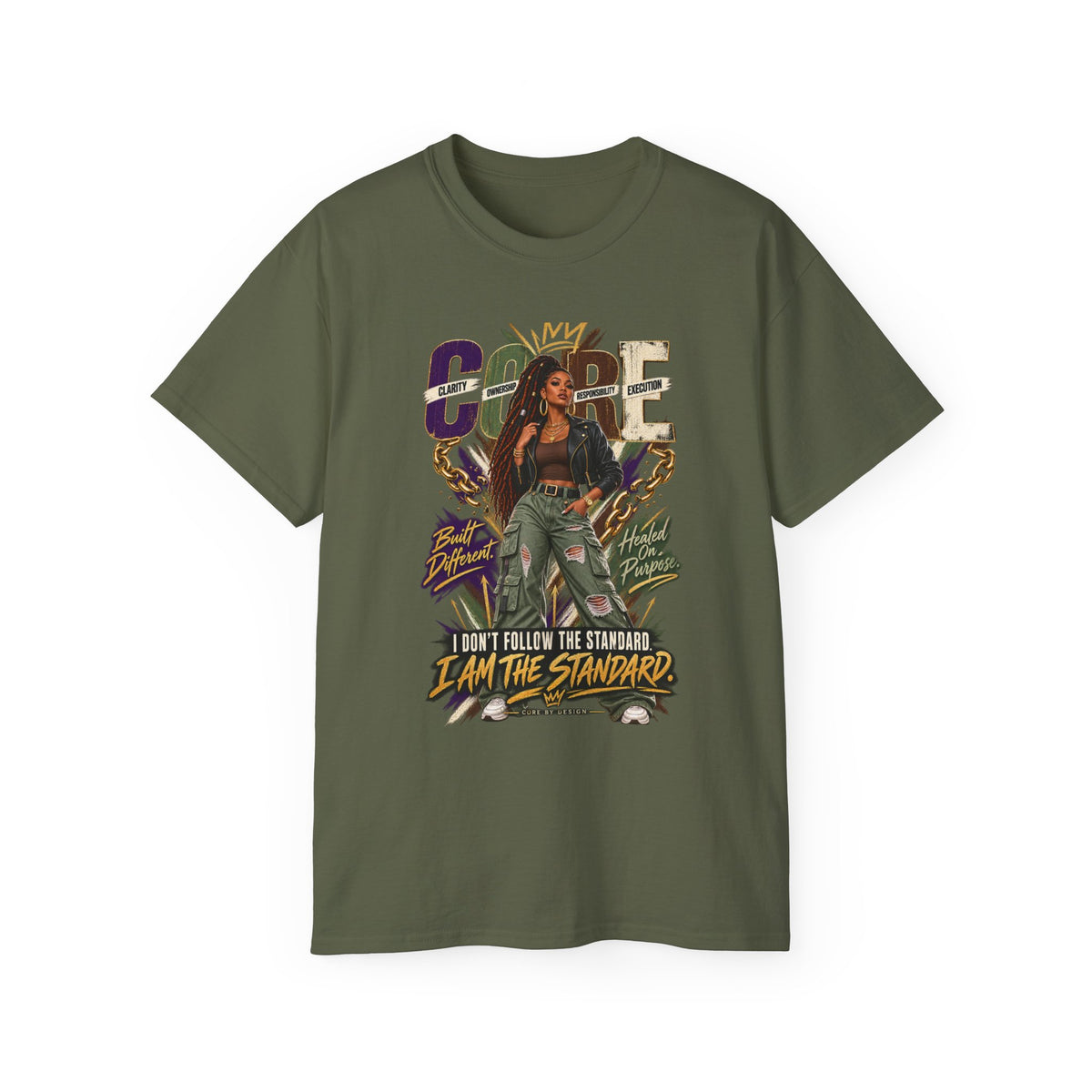 I Am The Standard graphic Tee | Empowered Woman Illustration, Bold Typography