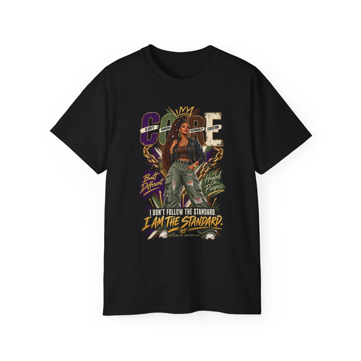 I Am The Standard graphic Tee | Empowered Woman Illustration, Bold Typography