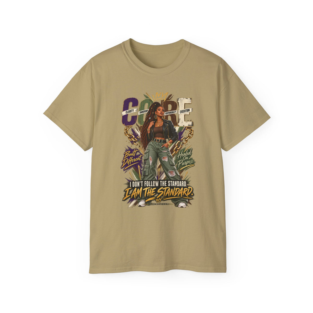 I Am The Standard graphic Tee | Empowered Woman Illustration, Bold Typography